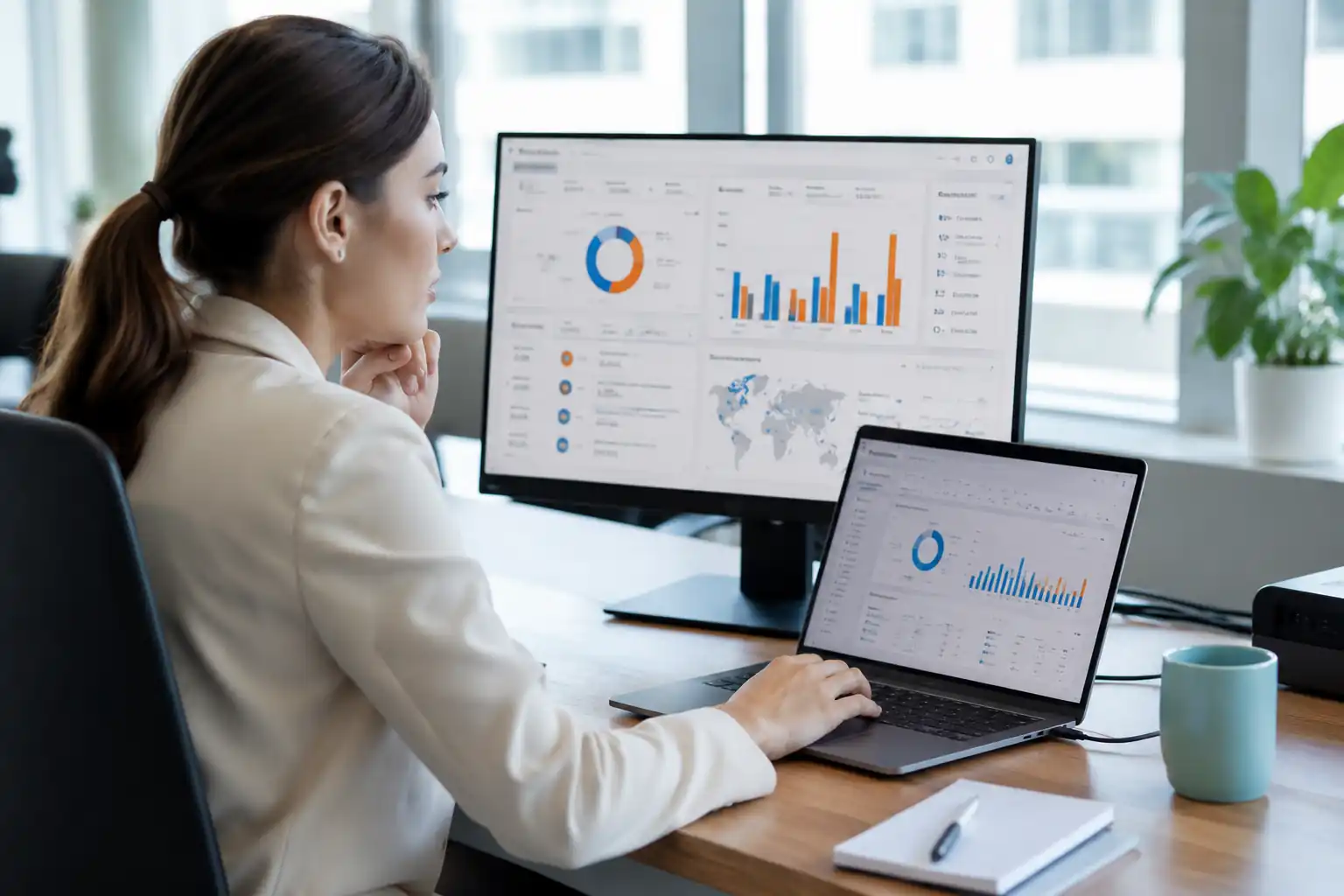 Especialista revisando dashboards y KPIs de People Analytics
